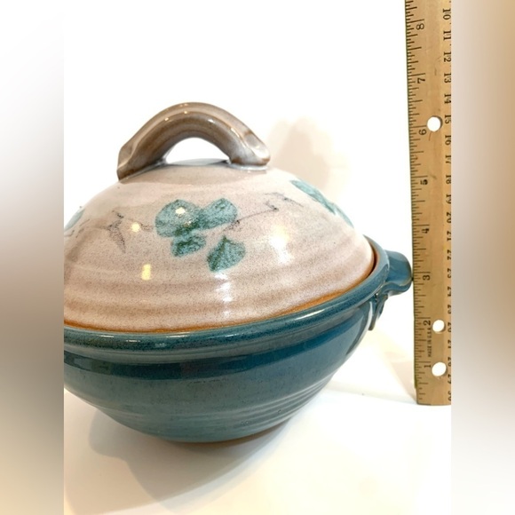 Blue Stoneware Studio Pottery Casserole Bowl Signed by Artist Suzanne Kent - Picture 2 of 9